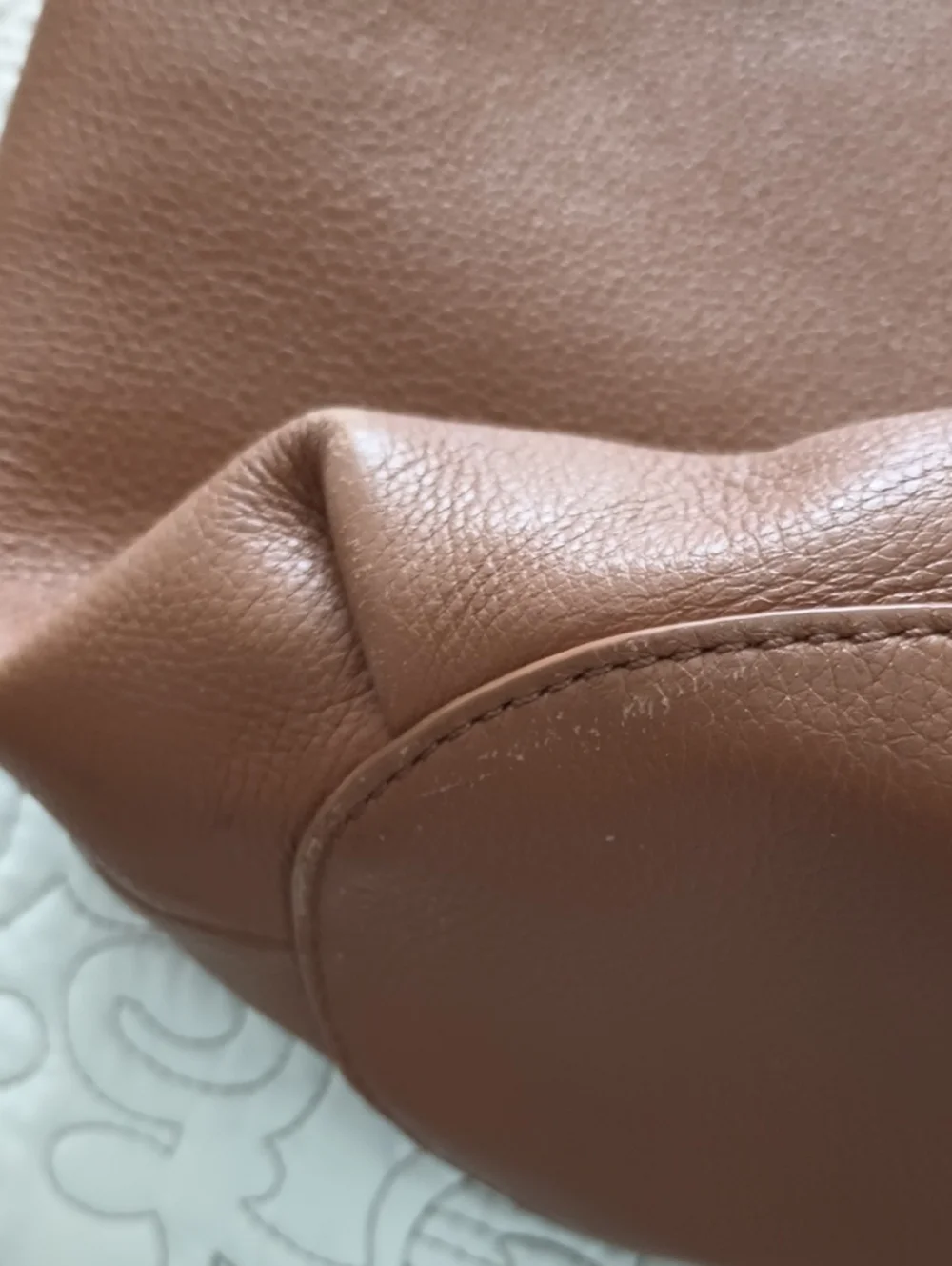 Tory Burch Marion Whipstitch Warm Cognac Leather Shoulder Logo Hobo
